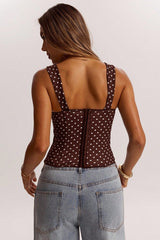 Chic Polka Dot Bustier Sleeveless Tank Top