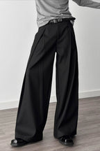 Casual 3D Pleat A-Line Wide Leg Pants