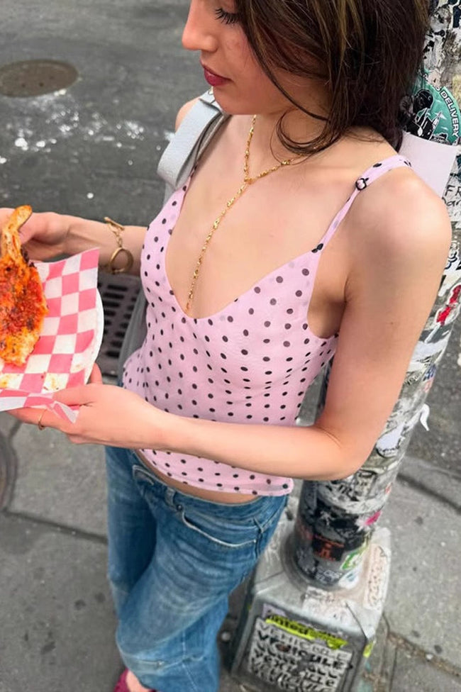 Sexy Polka Dot V-Neck Cami Crop Top Main image