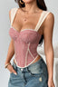 Red Plaid Boned Wide Strap Tank Top