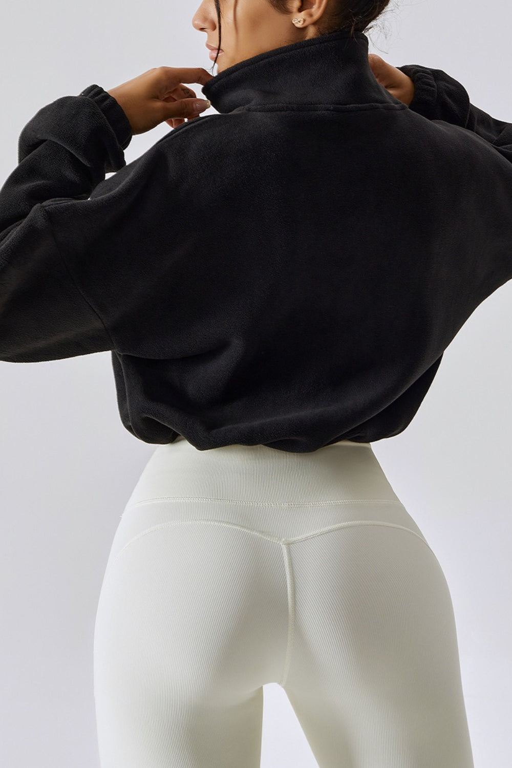 Stand Collar Fleece Loose Fit Sweatshirt