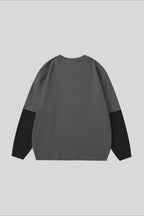 Cartoon Graphic Contrast Layered Long Sleeve Tee