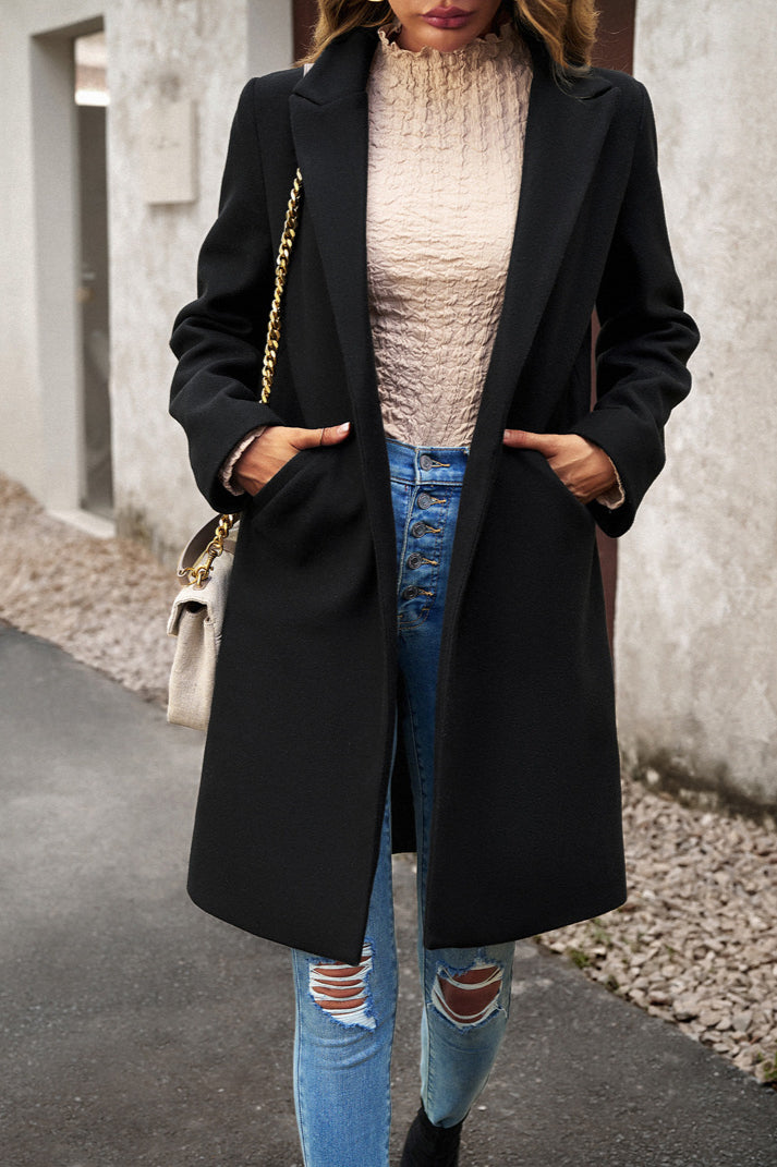 Wool Blend Solid Longline Coat Secondary image