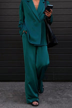 Satin Flowy Office Two Piece Pants Set
