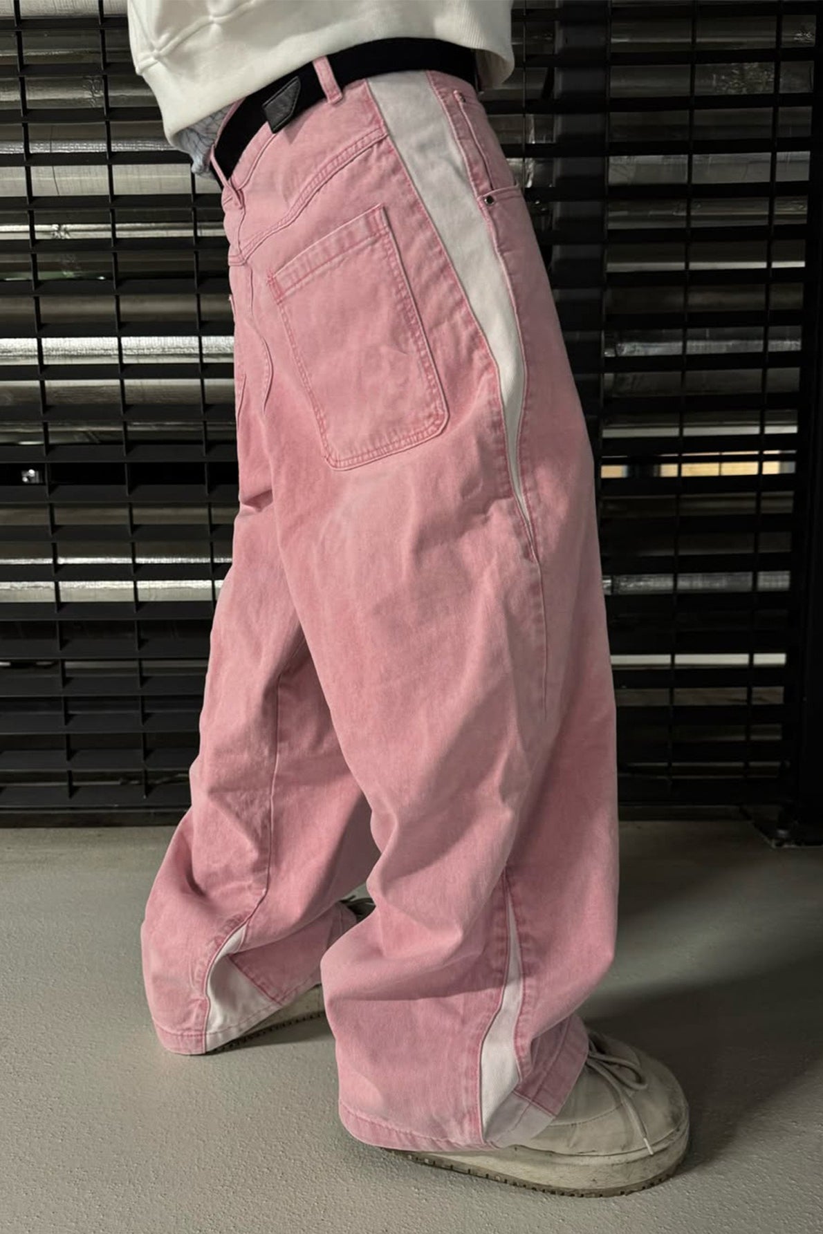 Vintage Washed Patchwork Wide Leg Trendy Jeans Secondary image
