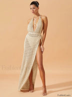 2PC Bikini Top Shorts Set Cover Up apricot / S