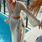 2PC Knit Crop Skirt Cover Up
