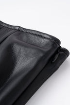 Elegant Lace Trim Leather Skirt
