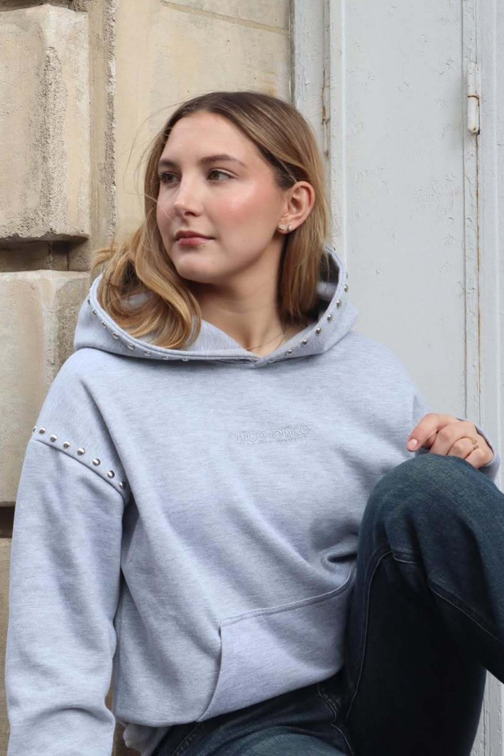 Studded Oversized Pullover Hoodie