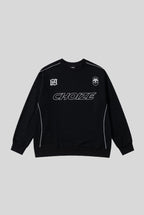 Racing Typography Graphic Piped Oversized Sweatshirt