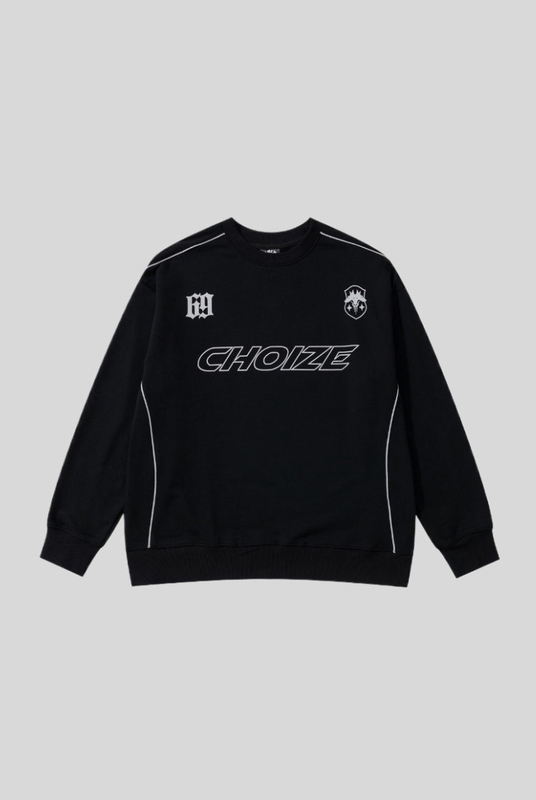 Racing Typography Graphic Piped Oversized Sweatshirt