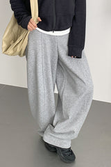 Relaxed Fit Curved Hem Thermal Knit Pants