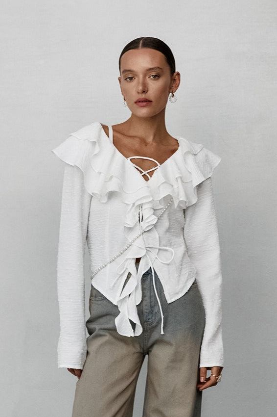 Elegant Long Sleeve Crepe Blouse Main image