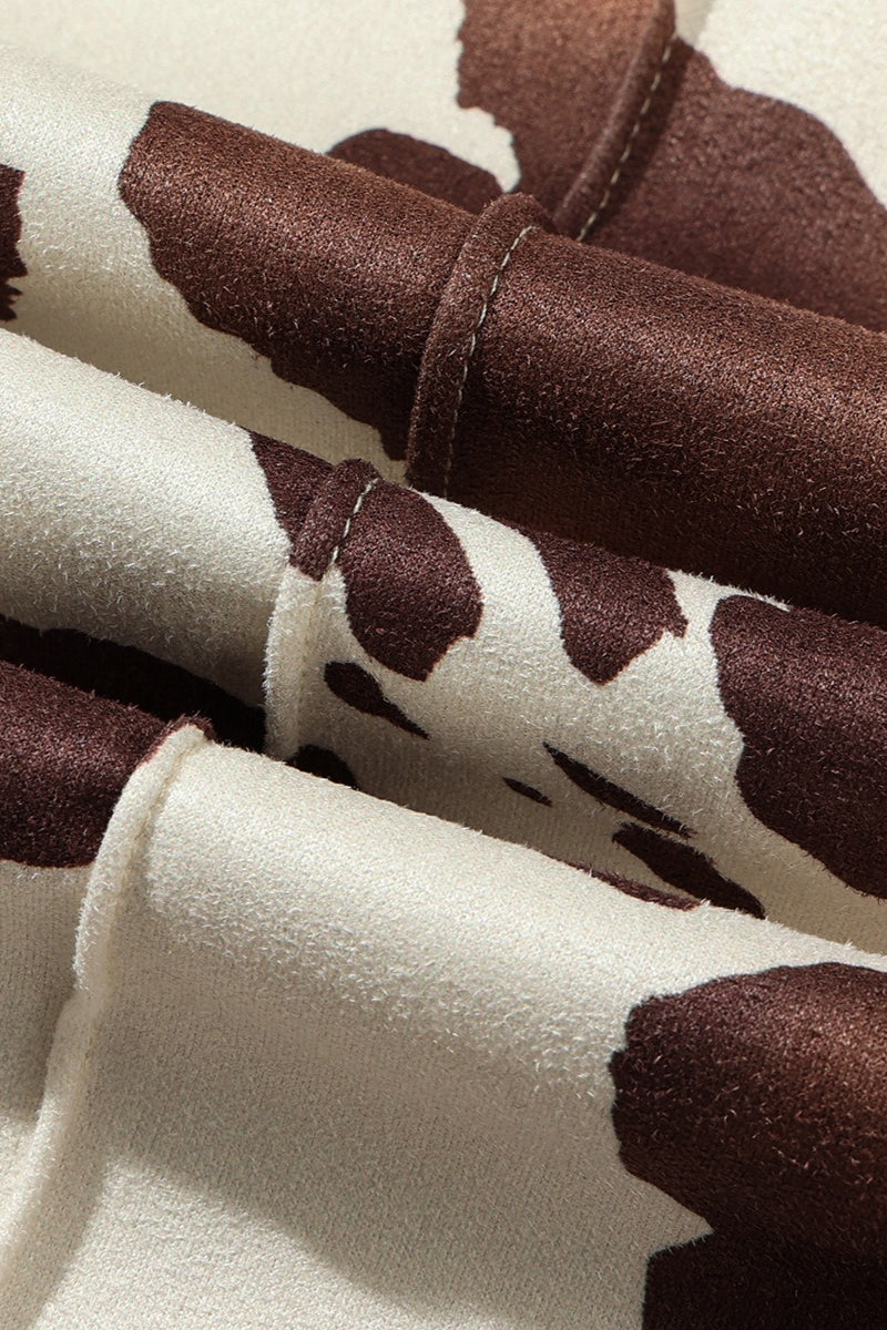 Brown Cow Print High Waist Long Flared Pants