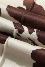 Brown Cow Print High Waist Long Flared Pants