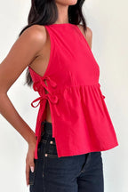 Minimalist Side Tie Solid Tank Top