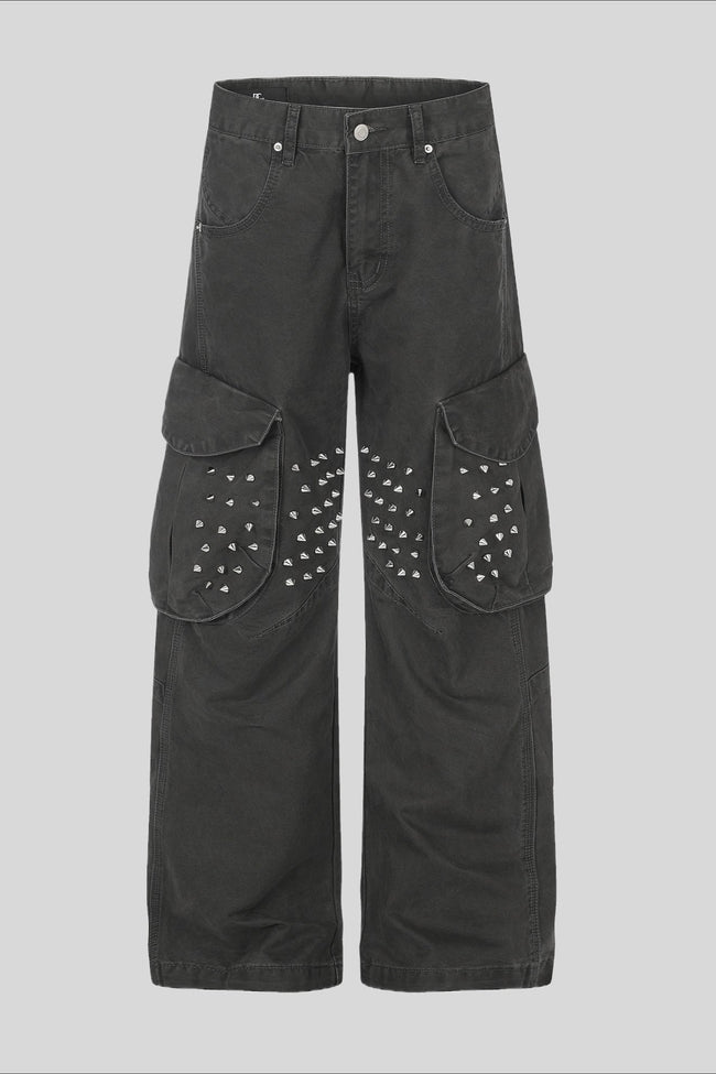Studded Pocket Wide Leg Cargo Pants Main image