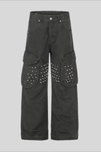 Studded Pocket Wide Leg Cargo Pants