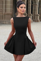 Solid Sleeveless Backless Bodycon Cocktail Dress S / Black