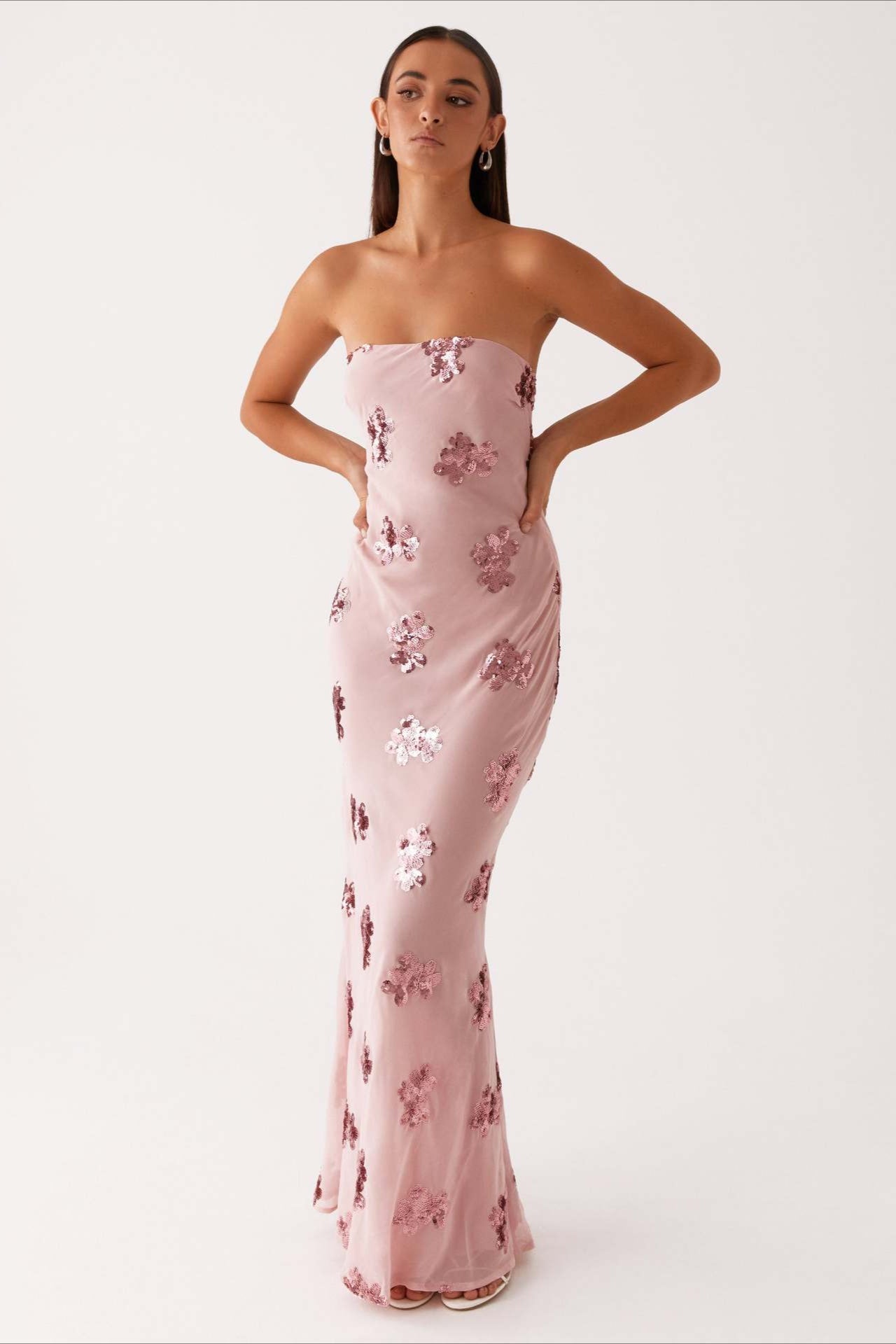 Strapless Sequin Embroidery Backless Floral Dress Main image