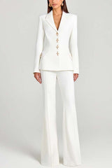 Metal Button Long Sleeve Blazer