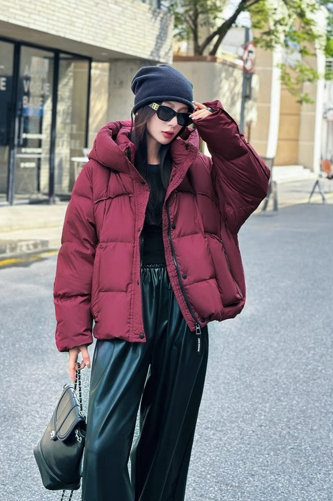 Cropped Oversized Duck Fill Puffer Jacket S / Red Main image