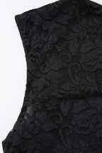 Lace Mesh Sheer Tie Asymmetric Crop Top