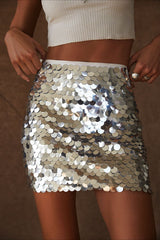 Sequin Sexy Flared Midi Bodycon Skirt