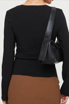 Single Button Knit Long Sleeve Blouse