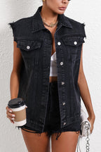 Denim Utility Vest Inspired Relaxed Tank Top