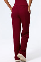 Relaxed Straight Leg  High Waist Knit Pants
