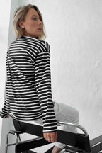 Cotton Striped Crew Neck Long Sleeve Tee