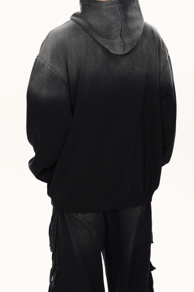Gothic Letter Washed Pullover Hoodie