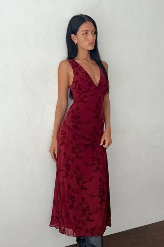 V-Neck Sleeveless Slim Fit Floral Dress Secondary image