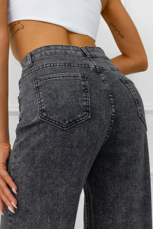 Grey Vintage High Waist Straight Jeans Main image