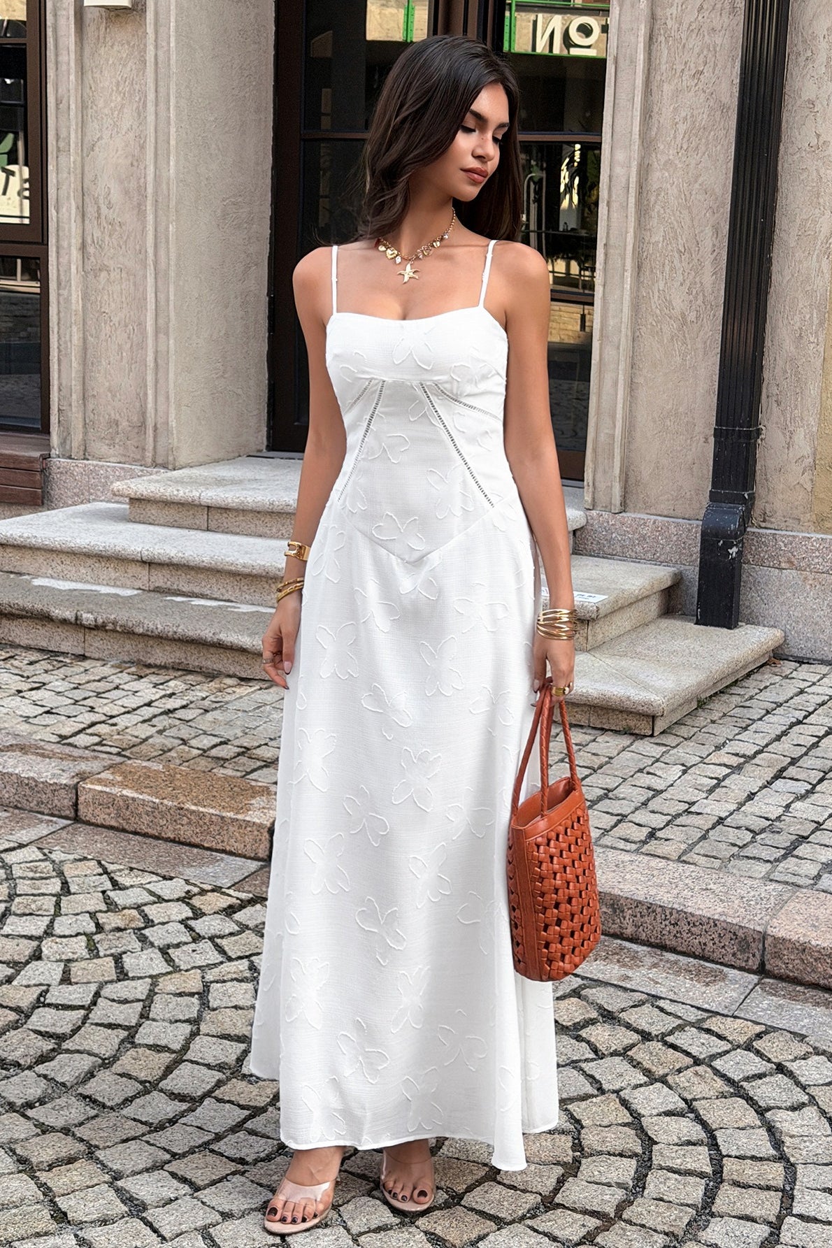 3D Butterfly Jacquard Cami Maxi Dress Secondary image