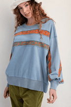 Striped Graphic Crew Neck Sweatshirt