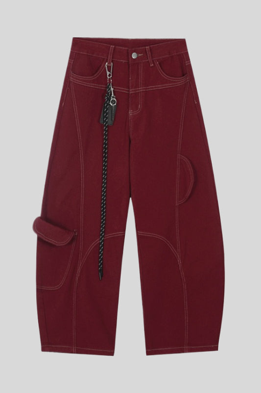 Contrast Stitch Wide Leg Cargo Pants Main image