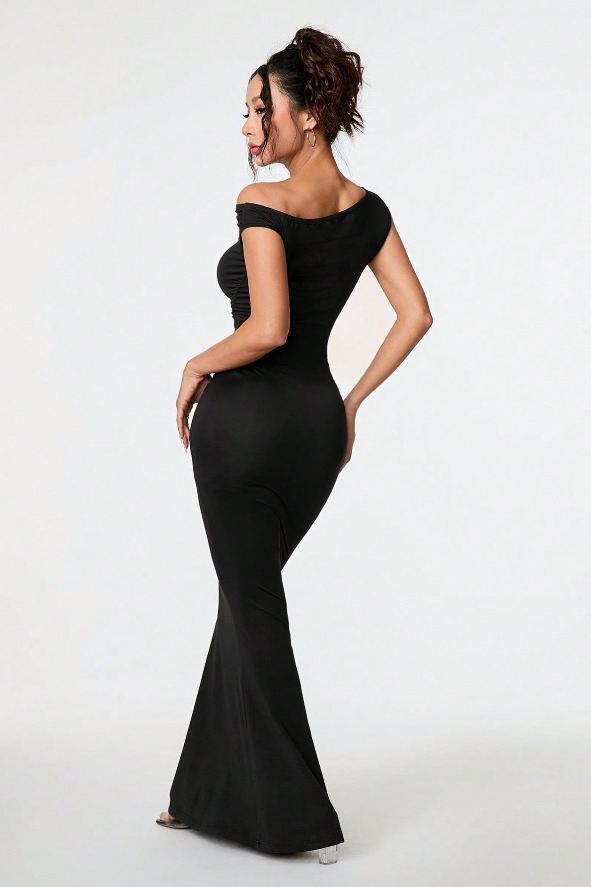 Black Asymmetric Neckline Formal Dress Secondary image