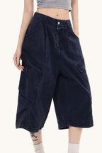 Washed Oversized Pockets Wide Leg Cargo Pants