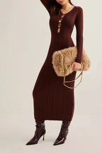 Elegant Ribbed Knit Bodycon Dress