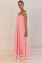 Strapless Printed Off Shoulder Maxi Boho Dress