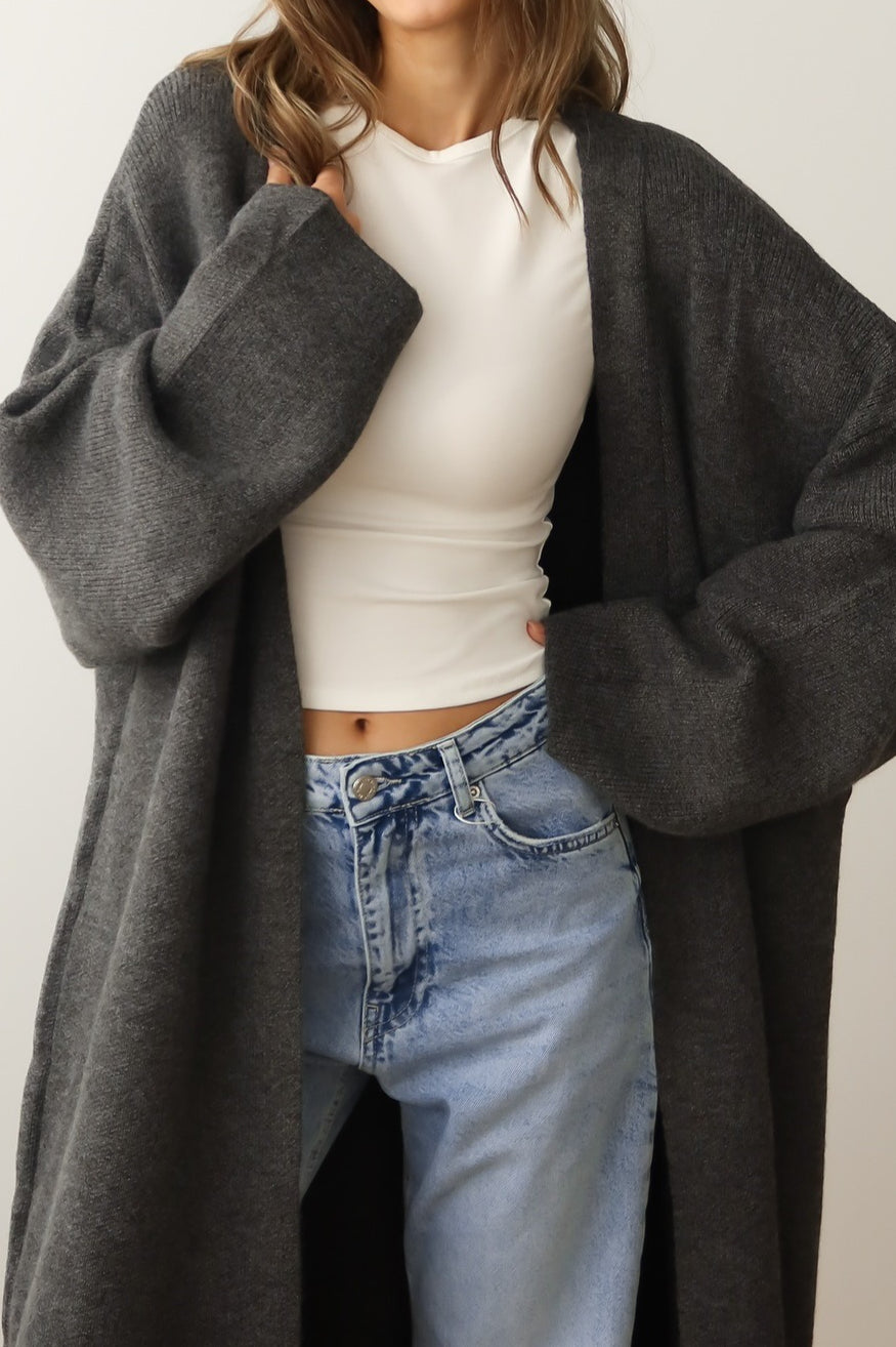 Draped Open Front Knit Overcoat Main image