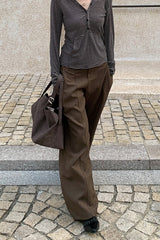 Chic Solid Pleated Wide Pants