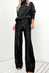 Sequin Straight Leg Casual Pants