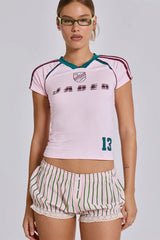 Sporty Vintage Letter Print Crop Top Shorts Set