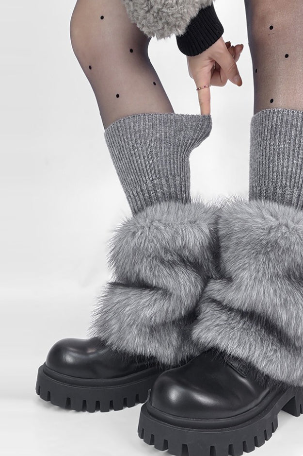 Chunky Ribbed Faux Fur Leg Warmers