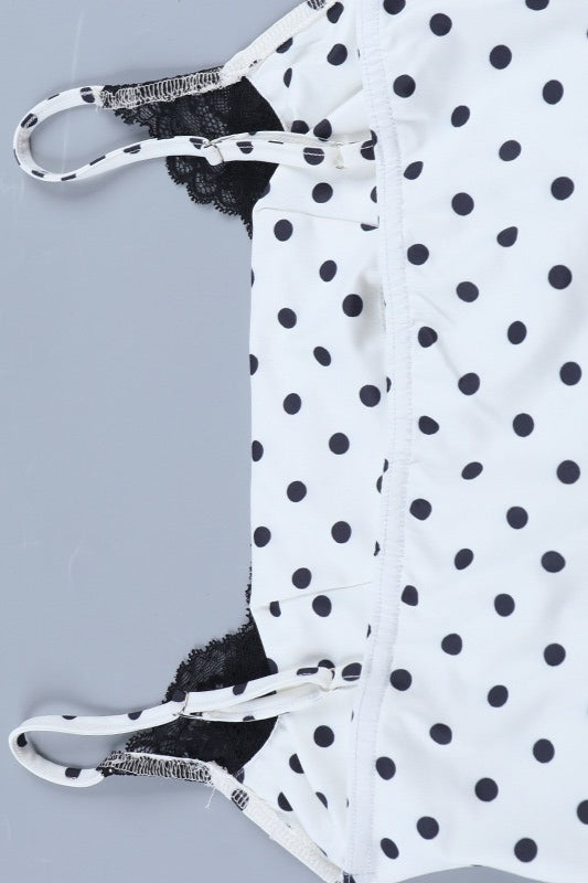 White Polka Dot Lace Trim Cami Main image