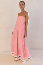 Strapless Printed Off Shoulder Maxi Boho Dress