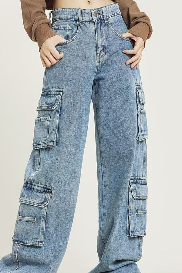 Vintage Washed Wide Leg Cargo Jeans Secondary image